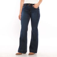 Jeans Tiro Medio Flare Pretina Basica Un Boton