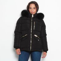 Parka Manga Larga Con Capucha Y Cierre En El Delantero Con Bolsillo