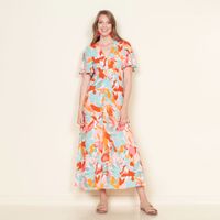 Vestido Estampado Manga Corta Escote V