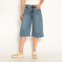 Bermuda Jort Denim Tiro Alto Pretina Interna 2 Botones