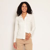 Blusa Manga Larga Aplicacion Abotonada En Delantera