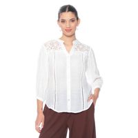 Blusa Manga Larga Xon Brodery En Delantero Y Espalda Escote V
