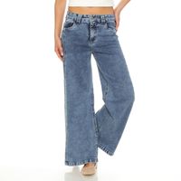 Jeans Wide Leg Tiro Alto  Costadillos  Pretina Basica 1 Boton