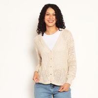 Chaleco Manga Larga Escote V Abotonado En  Delantero