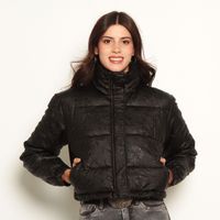 Parka Manga Larga  Con Broche Y Cierre En Delantero Cintura Ajustable