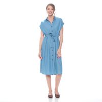 Vestido Manga Corta Lyocell Con Lazo En Cintura