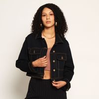 Chaqueta Manga Larga Denim Con Bolsillos