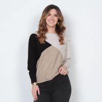 Sweater Manga Larga Escote Bote Asimetrico