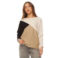 Sweater Manga Larga Escote Bote Asimetrico