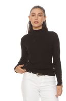 Sweater Manga Larga Con Cuello Alto Y Botones En Puno