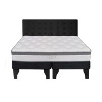 Cama Europea Stella 2 Plazas + Respaldo Capitoné Negro
