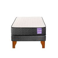 Cama Europea 1.5 Plazas Aura Base + Colchón Madera Gris