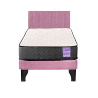Cama Europea 1 Plaza Aura + Respaldo Tubular Negro Rosado