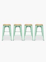 Pack 4 Taburetes Tolix 66 Asiento Madera Menta