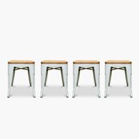 Pack 4 Pisos Tolix Asiento Madera Blanco