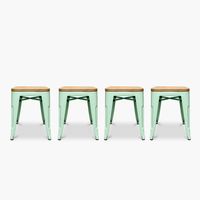 Pack 4 Pisos Tolix Asiento Madera Menta
