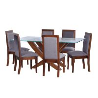 Juego De Comedor Alicante 6 Sillas Girona Lino Gris Oscuro