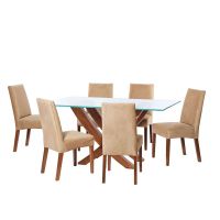 Juego De Comedor Alicante 6 Sillas Cadiz Tela Velvet Beige