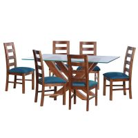 Juego De Comedor Alicante 6 Sillas Granada  Tela Velvet Turquesa