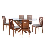Juego De Comedor Merida 6 Sillas Tenerife Lino Gris Claro