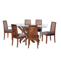 Juego De Comedor Merida 6 Sillas Tenerife Lino Gris Oscuro