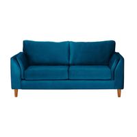 Sofá Milan 2C Tela Velvet Azul Petroleo Con Asiento de Resortes Pocket