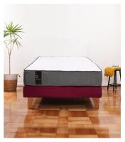 Cama Europea Zen Best 1.5 Plaza Colchon Resortes Base Dividida Tela Burdeo