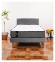 Cama Europea Zen Best 1.5 Plaza Colchon Resortes Base Dividida + Respaldo Tela Gris