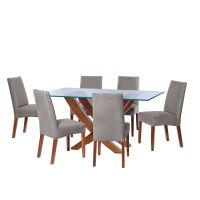 Juego De Comedor Alicante 6 Sillas Cadiz Tela Velvet Gris