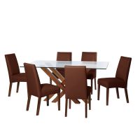 Juego De Comedor Merida 6 Sillas Cadiz Pu Chocolate
