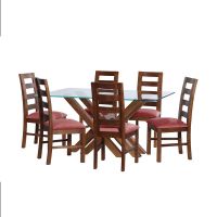 Juego De Comedor Merida 6 Sillas Granada  Tela Velvet Palo Rosa
