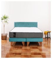 Cama Europea Zen Best Tela Velvet Turquesa 2 Plazas + Respaldo