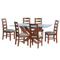 Juego De Comedor Alicante 6 Sillas Granada  Tela Velvet Gris