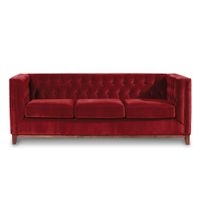 Sofá Roma 3 Cuerpos Capitoné Tela Velvet Burdeo