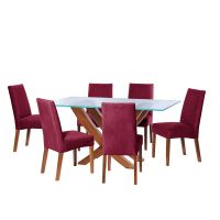 Juego De Comedor Alicante 6 Sillas Cadiz Tela Velvet Burdeo