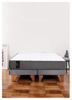 Cama Europea Zen Best 2 Plazas Colchon Resortes Base Dividida Tela Gris