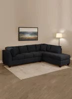 SECCIONAL PADUA DER TELA VELVET NEGRO