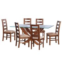 Juego De Comedor Alicante 6 Sillas Granada  Tela Velvet Beige
