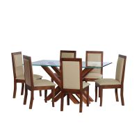 Juego De Comedor Merida 6 Sillas Girona Pu Beige