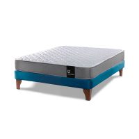 Cama Europea Zen Best Full 135x190 cm Tela Velvet Azul Petroleo
