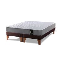 Cama Europea Zen Best 2 Plazas Colchon Resortes Base Dividida PU Café