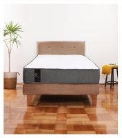 Cama Europea Zen Best 1.5 Plaza Colchon Resortes Base Dividida + Respaldo Tela Beige