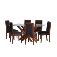 Juego De Comedor Merida 6 Sillas Girona Tela Velvet Negro