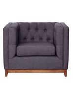 Sofá Roma 1 Cuerpo Capitoné Lino Gris Oscuro