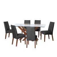 Juego De Comedor Merida 6 Sillas Cadiz Cuero Kentucky Negro