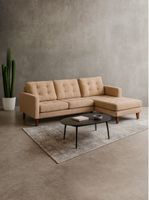 Sofa Chaiselong Der Napoles Tela Velvet Beige