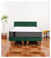 Cama Europea Zen Best Tela Velvet Verde 2 Plazas + Respaldo