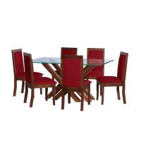 Juego De Comedor Merida 6 Sillas Girona Pu Rojo