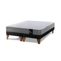 Cama Europea Zen Best 2 Plazas Colchon Resortes Base Dividida PU Negro