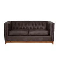 Sofa Roma 2 Cuerpos Capitoné Cuero Colorado Marron